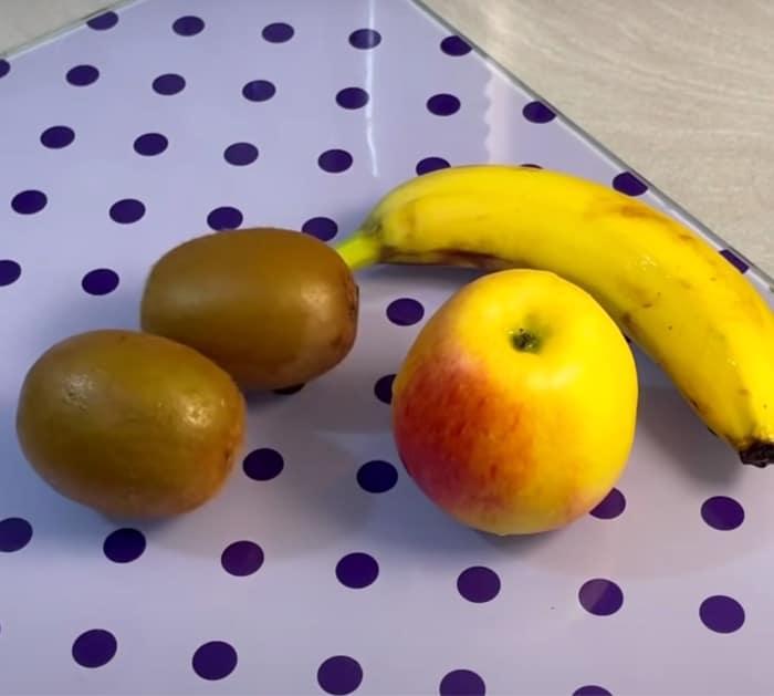 Ingredients for pudding and fruit dessert mold