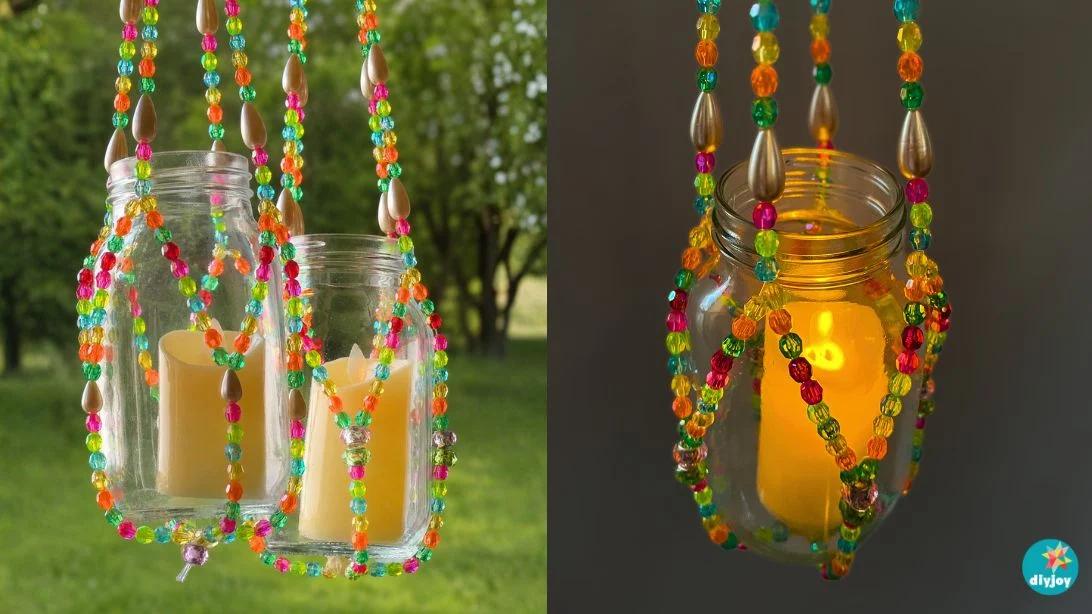 Easy DIY Beaded Plant Hanger & Lantern Tutorial