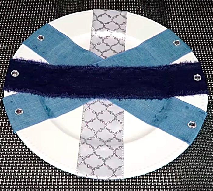 Learn to make DIY Diamond and Denim Plate Chargers