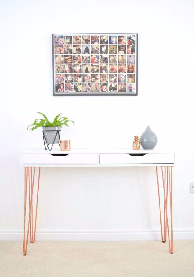 IKEA Hacks For The Bedroom - IKEA Ekby Alex Hairpin Console Table Hack - Best IKEA Furniture Hack Ideas for Bed, Storage, Nightstand, Closet System and Storage, Dresser, Vanity, Wa