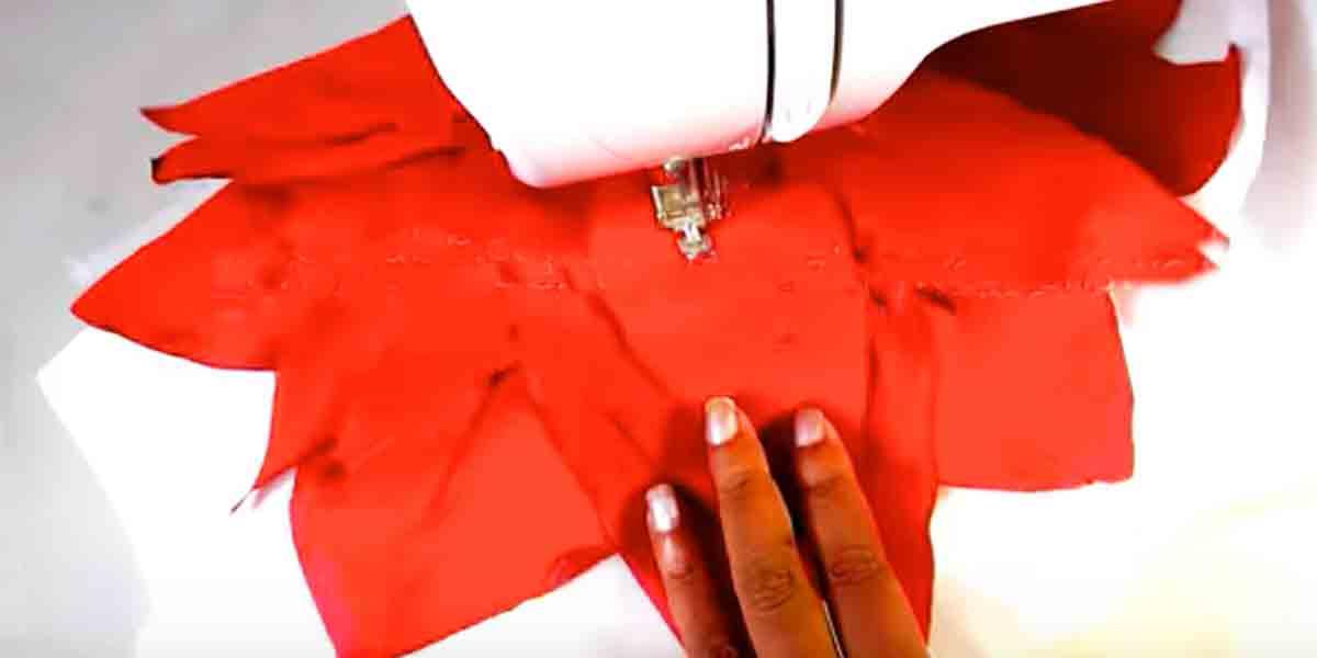 She Sews A Beautiful Poinsettia To Put On An Item That Brightens Her Holiday Decor!