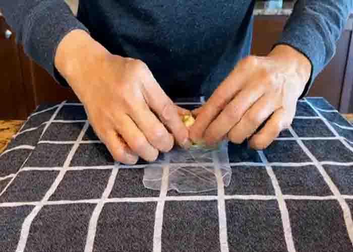 Rolling the spring rolls