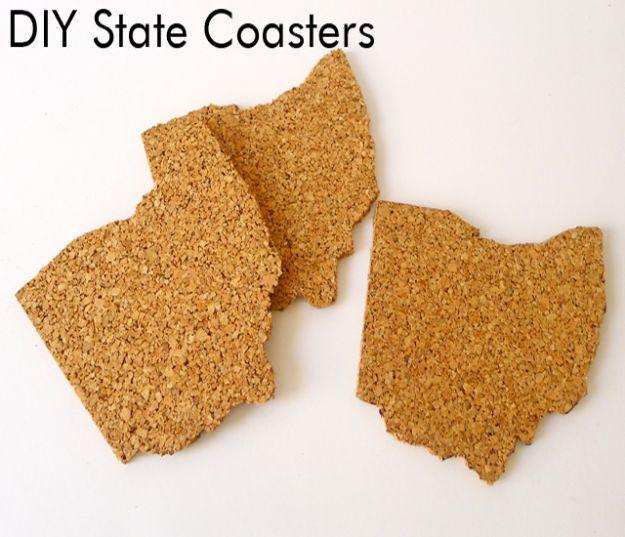 DIY Cork State Coasters, a fun state craft worth making to show some hometown pride and a favorite pick from this roundup