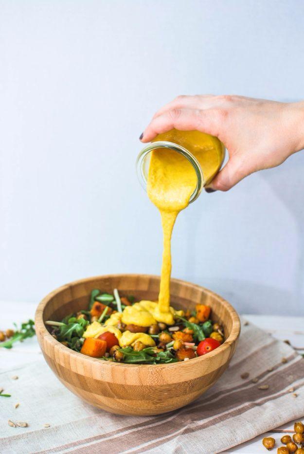 Salad Dressing Recipes - Turmeric Tahini Dressing - Healthy, Low Calorie and Easy Recipes for Creamy Homeade Dressings - How To Make Vinaigrette, Mango, Greek, Paleo, Balsamic, Ran