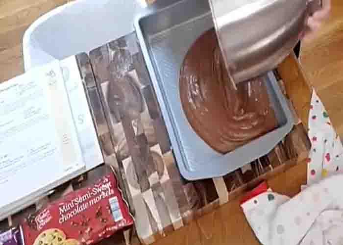 Making the Hershey's cake base