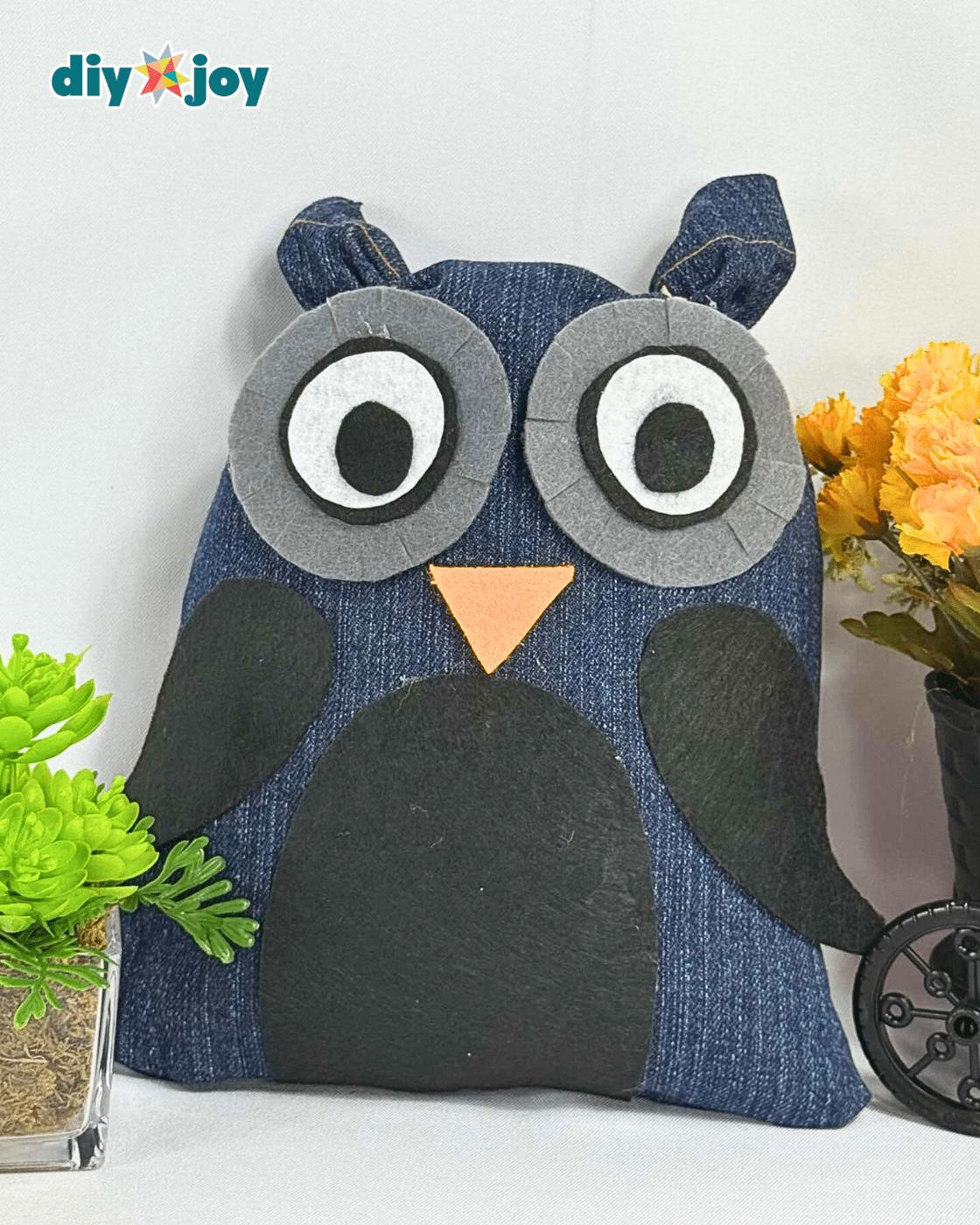 No Sew Denim Owl — cute denim owl toy