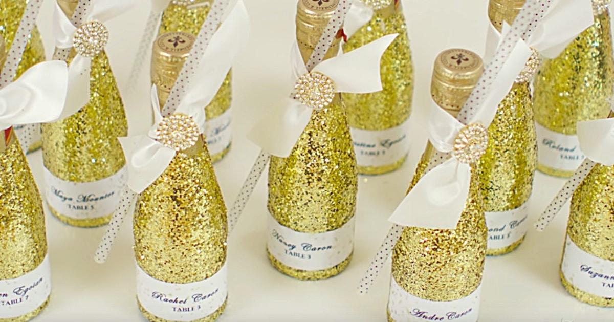 DIY New Year’s Eve Glitter Champagne Bottle