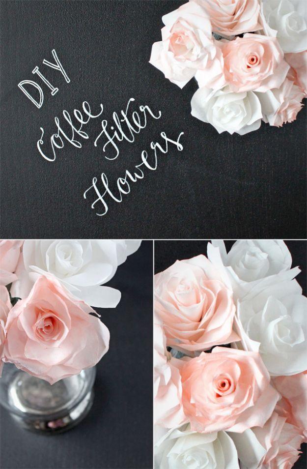 DIY Coffee Filter Flowers, a dollar tree wedding idea, an affordable way to fill a reception table with style