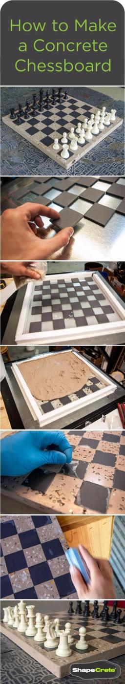 DIY Projects Made With Concrete - Concrete Chessboard - Quick and Easy DIY Concrete Crafts - Cheap and creative countertops and ideas for floors, patio and porch decor, tables, pla