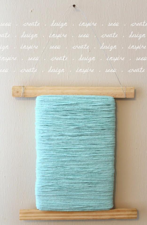 Spool Of Thread Wall Art, simple to scale up or down as needed and a clever way to reuse scraps you already have