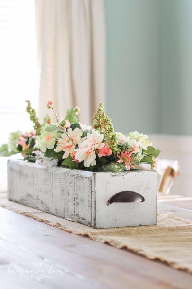 DIY Farmhouse Wooden Box Centerpiece, a vintage inspired element, budget friendly using stuff already sitting in a bin