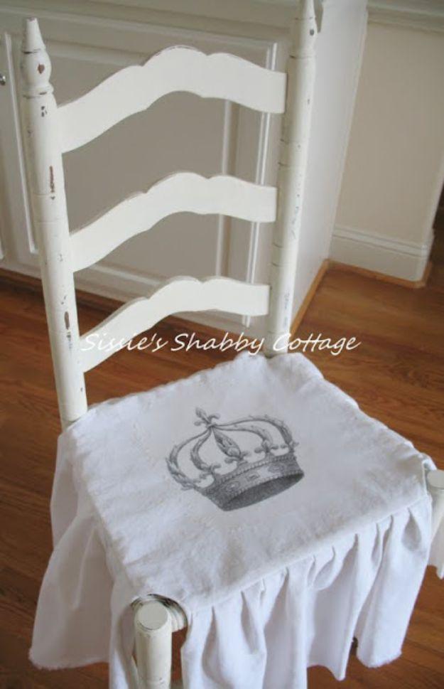 Shabby Chic Chair Cover, quick enough to finish over a weekend and a clever way to reuse scraps you already have
