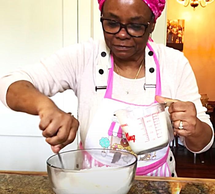 Mix Flour And Cream Together To Make Granny's Homemade Biscuits