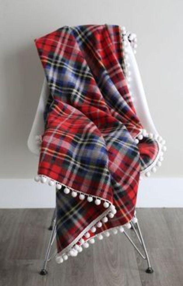 Gorgeous DIY Fleece Blanket, easy enough for a beginner to follow and a sweet little detail guests always notice