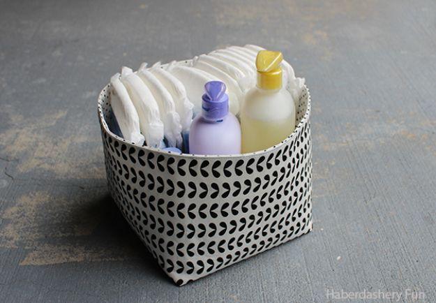 DIY Sewing Projects for the Home - Reversible Fabric Storage Bin - Easy DIY Christmas Gifts and Ideas for Making Kitchen, Bedroom and Bathroom Decor - Free Step by Step Tutorial to