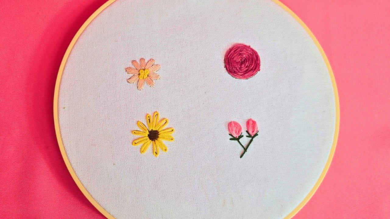 4 Simple Flower Embroidery Stitches