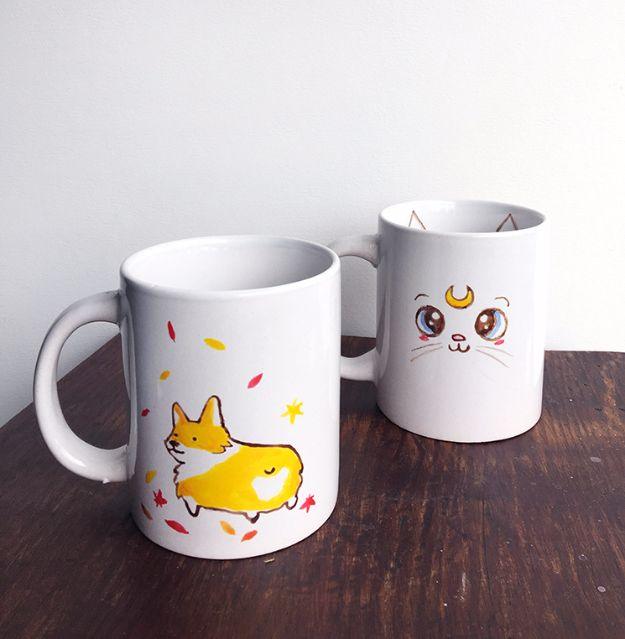 Cute Hand Painted Mugs, quick enough to finish before nap time and an upgrade that feels far pricier than it was