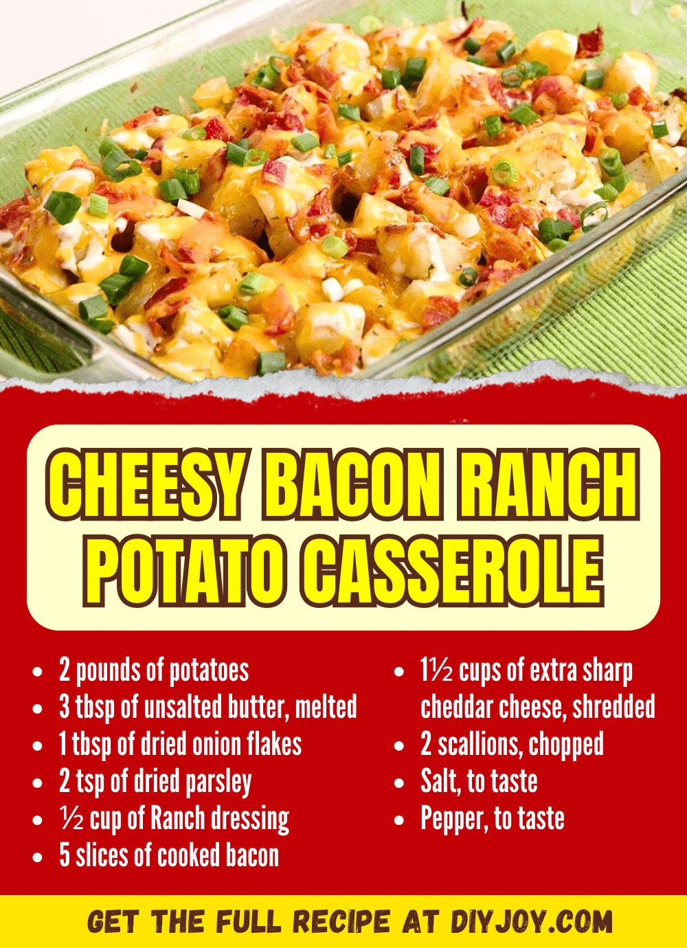 Easy & Cheesy Bacon Ranch Potato Casserole Recipe