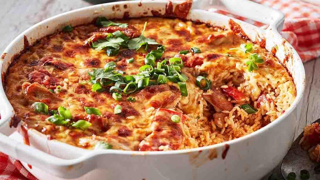 One-Pot Mexican Chicken and Rice Bake Recipe