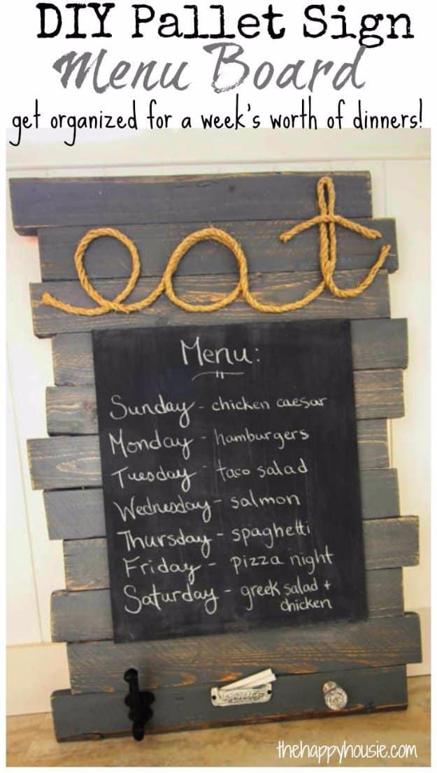 DIY Pallet Sign Menu Board, a charming handmade sign for a porch or wall and a simple craft using basic stencils and paint