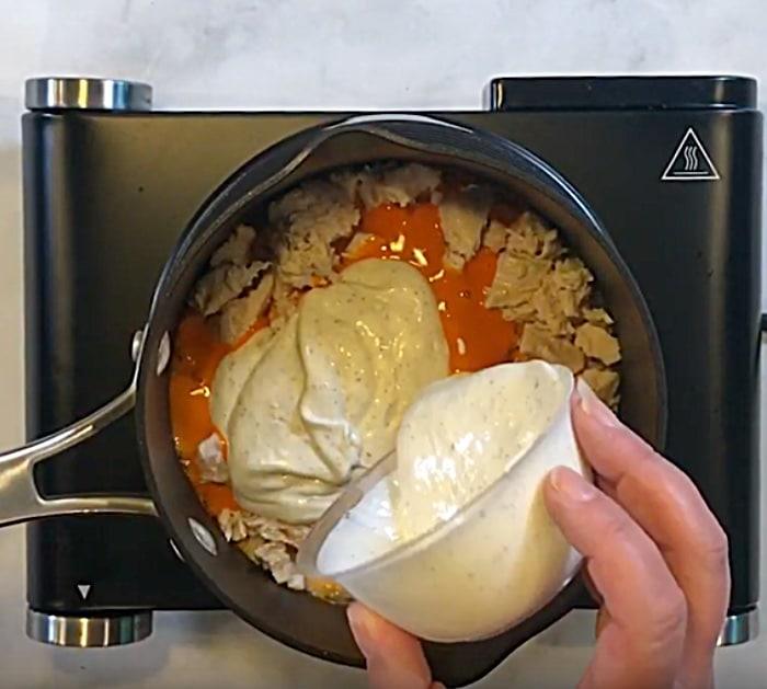 Make this Crockpot Buffalo chicken Dip Recipe at your next party