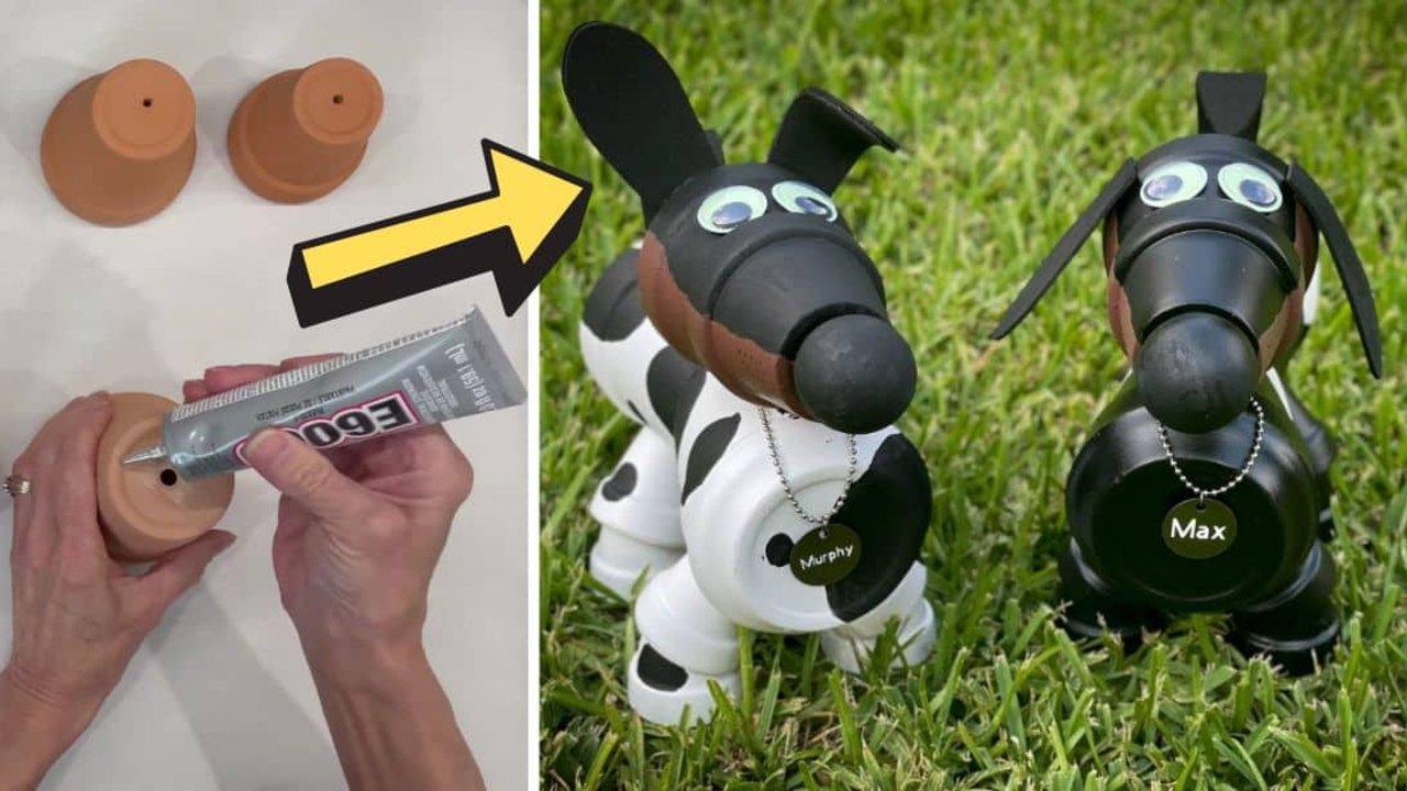 Easy DIY Garden Clay Pot Dogs Tutorial