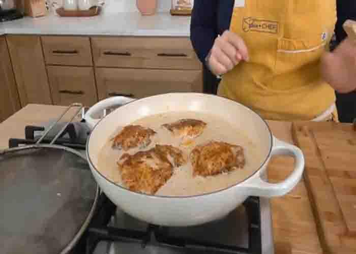 Cooking the creamy chicken and rice recipe