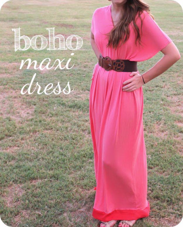 DIY Dresses to Sew for Summer - Boho Maxi Dress - Best Free Patterns For Dress Ideas - Easy and Cheap Clothes to Make for Women and Teens - Step by Step Sewing Projects - Short, Su