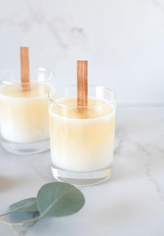 Wood Wick Soy Candle, a charming handmade touch for the table and an easy homemade candle project to try