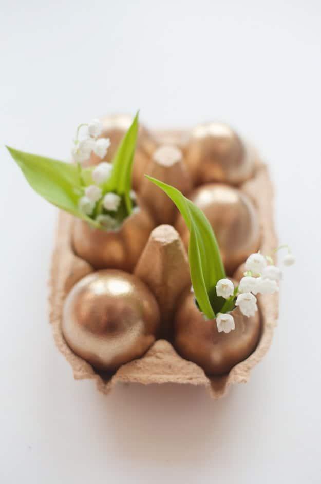 Golden Easter Egg Vases, a great weekend project for a beginner with basic tools and great for your home