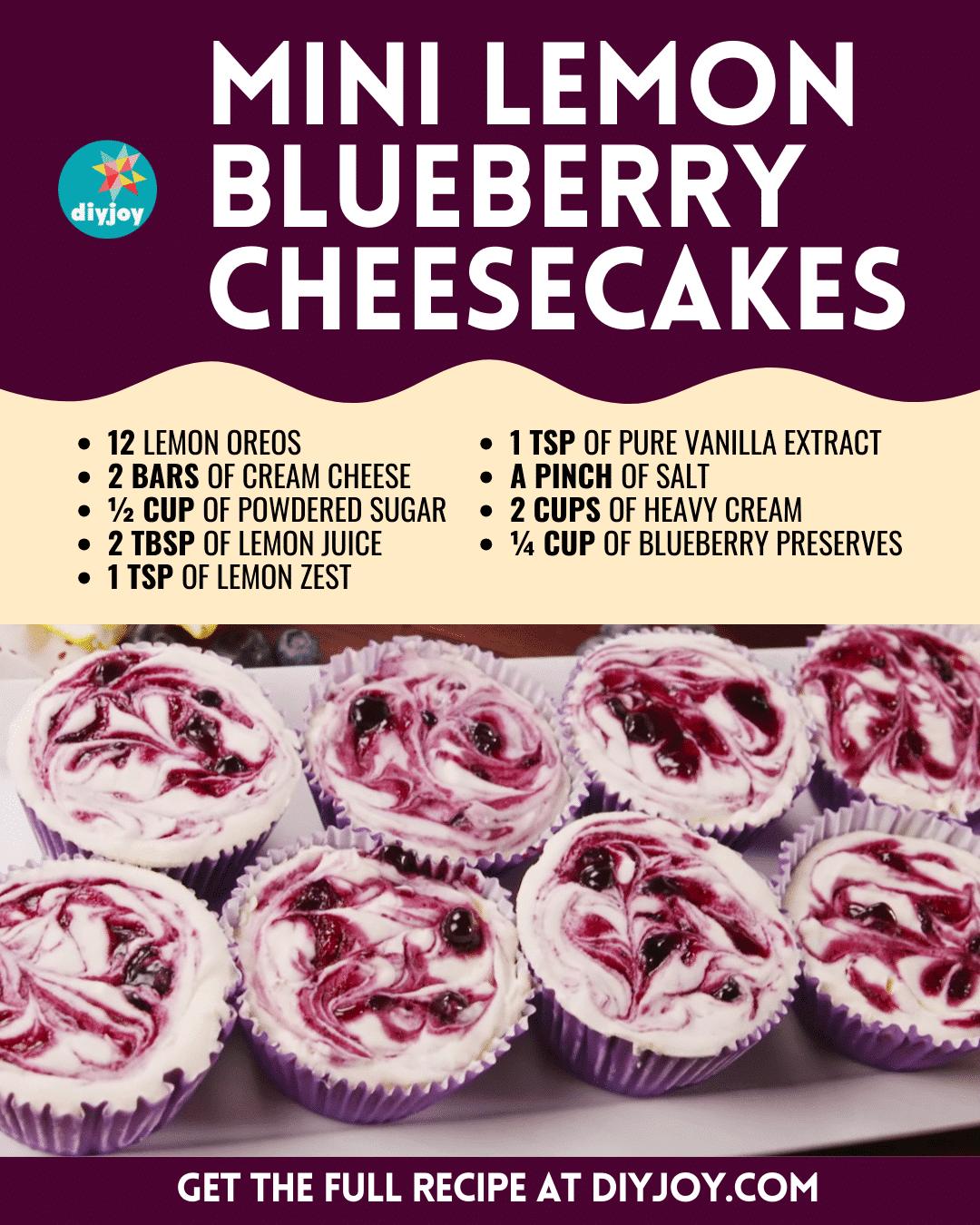 Easy Mini Lemon Blueberry Cheesecakes Recipe