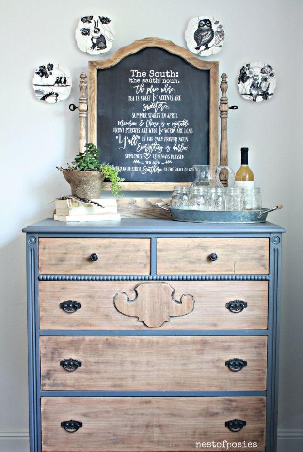 Chalkboard Dresser Buffet - Thrifty Under $50, no special tools required to start and a charming handmade detail