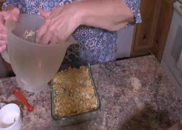 Assembling the creamed spinach casserole