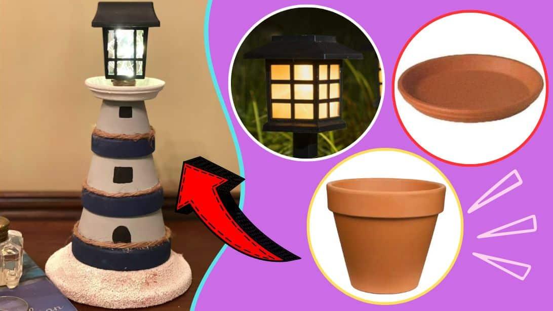 Easy DIY Terra Cotta Pot Lighthouse Tutorial