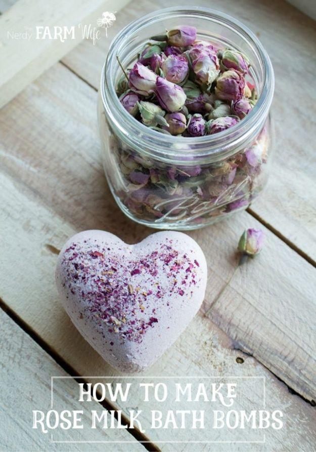 Natural DIY Rose Milk Bath Bombs, a fizzy homemade soak, and softness that lasts well past the first rinse