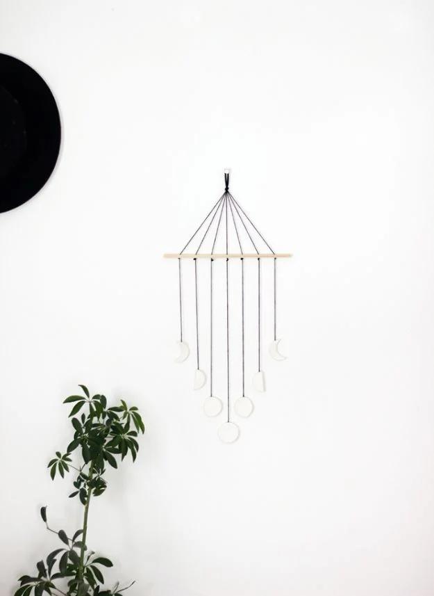 DIY Moon Phase Wall Mobile, a boho textile accent, low key enough for a solo evening in and a showpiece guests linger over