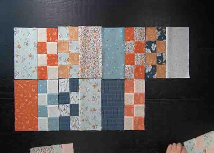 Assembling the checkered quilt pattern