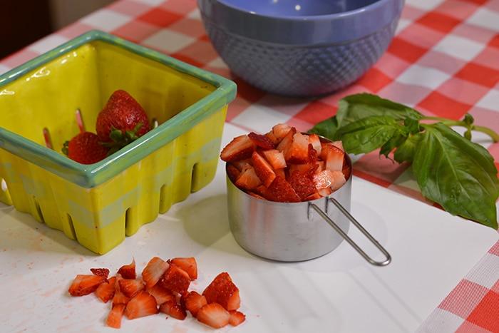 Strawberry caprese stuffed avocados craft idea — sliced strawberry salad