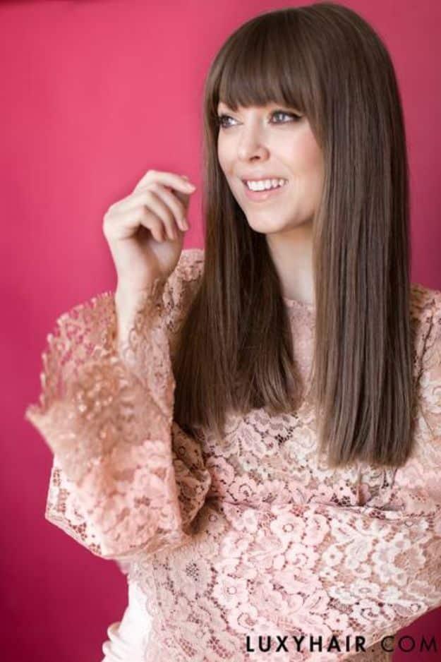 Holiday Hairstyles - Super Sleek & Long Bangs - Cute DIY Hair Styles for Christmas and New Years Eve, Special Occasion - Updos, Braids, Buns, Ponytails, Half Up Half Down Looks #ha