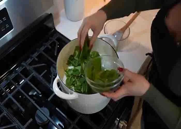 Cooking the chicken gnocchi soup
