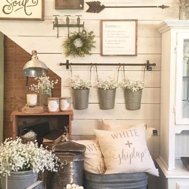 Farmhouse Style Gallery Wall, flexible enough to fit whatever materials are on hand and a piece worth keeping out on display