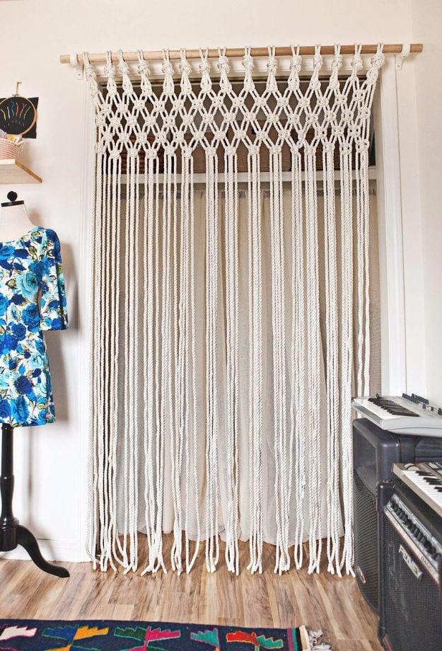 Macrame Curtain, a beautiful macrame craft to try at home and a budget friendly way to try a new fiber craft
