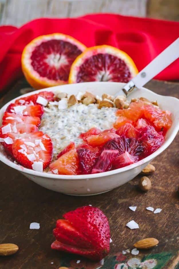 Overnight Oats Recipes - Blood Orange Overnight Oats - Easy Breakfast Recipe Idea - Healthy Fruit to Add Blueberry, Banana, Strawberry and Pineapple, Apple Cinnamon - Brunch Ideas