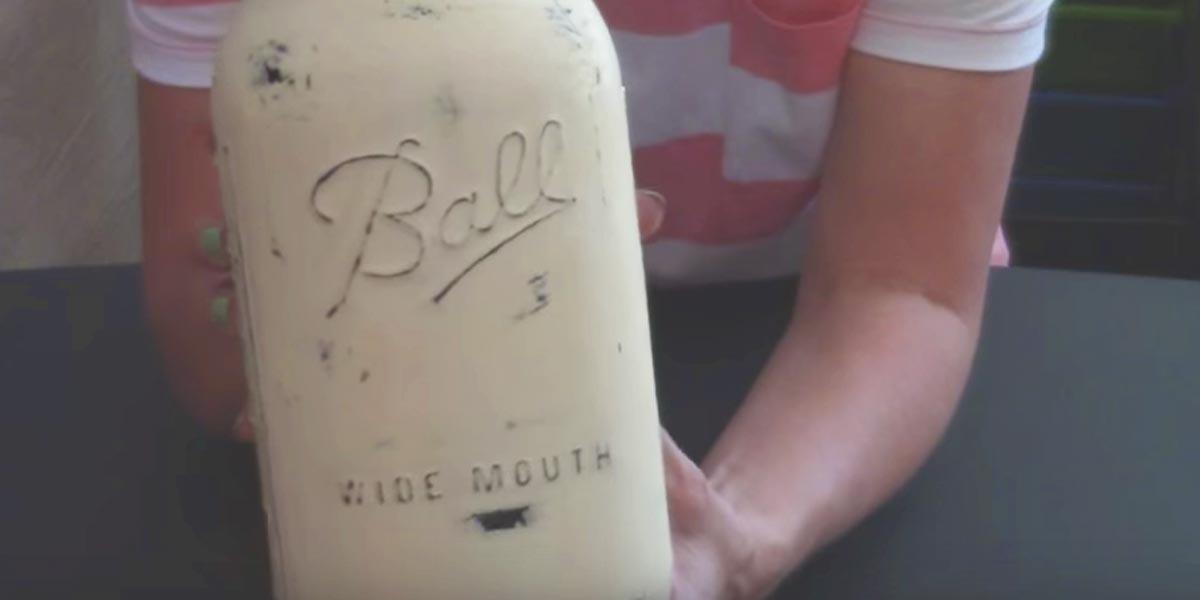 This Brilliant Gal Paints And Distresses A Large Mason Jar And What She Does With It Is Awesome!