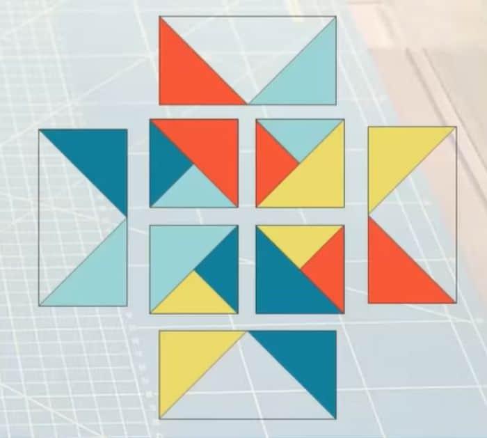 Half Square and Flying Geese Patchwork Pattern