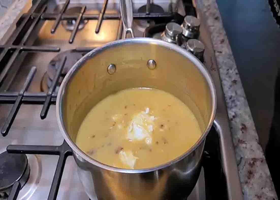 Making the cream cheese sauce for the king ranch casserole