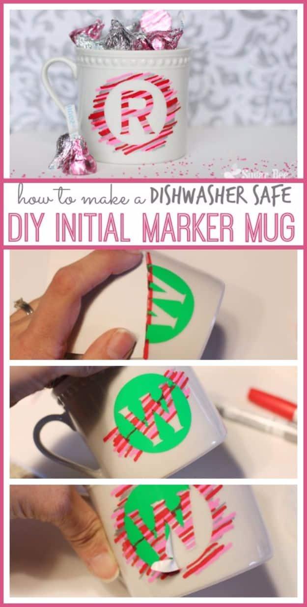 DIY Initial Marker Mug, a custom drinkware idea, easy to scale up for a whole batch and a keepsake worth handing down