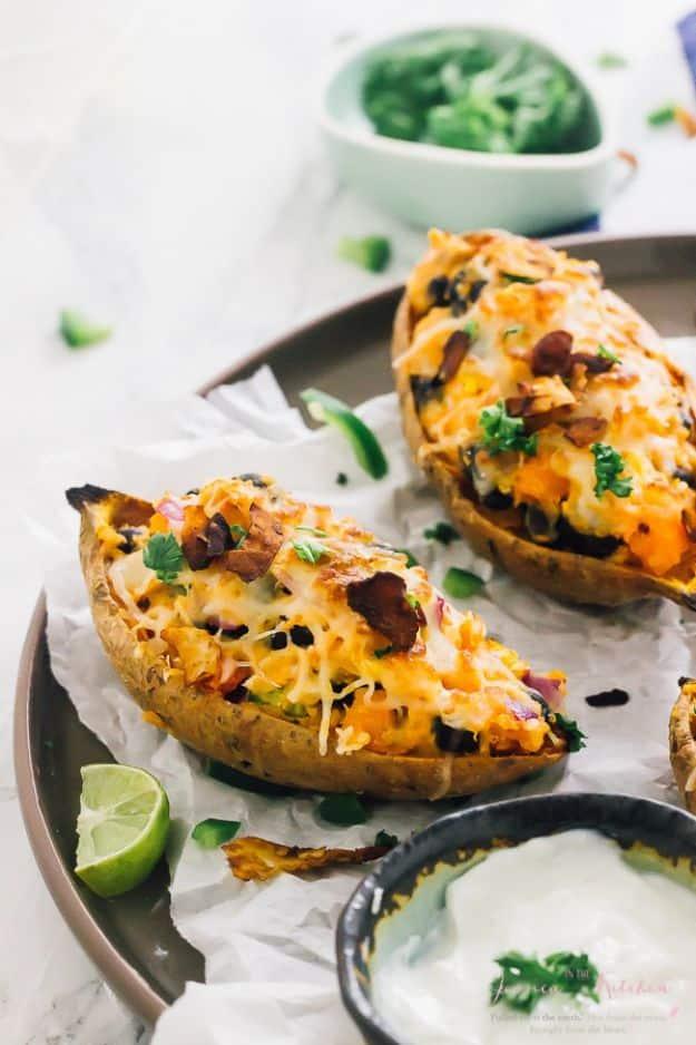 Sweet Potato Recipes - Loaded Sweet Potato Skins - Easy Recipe Ideas for Sweet Potatoes in the Crockpot, Casserole Dishes, Baked, Mashed, Candied and Roastedd - Healthy Versions of