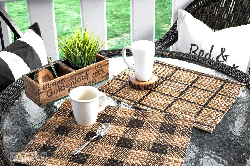 Stenciled Buffalo Plaid Placemats, a napkin and placemat idea worth trying this season and a fresh take on a classic idea