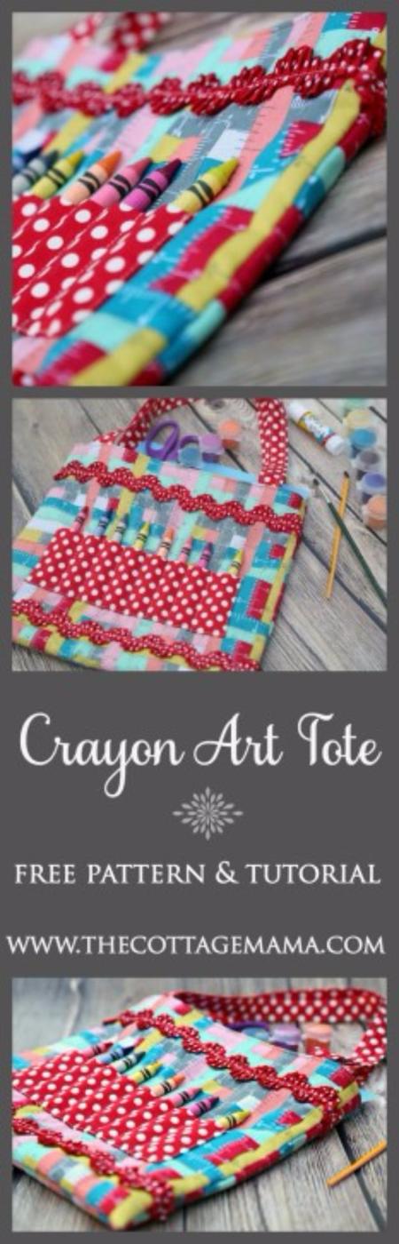 Crayon Art Tote, quick to put together in one afternoon and a fix that outlasts most store bought options